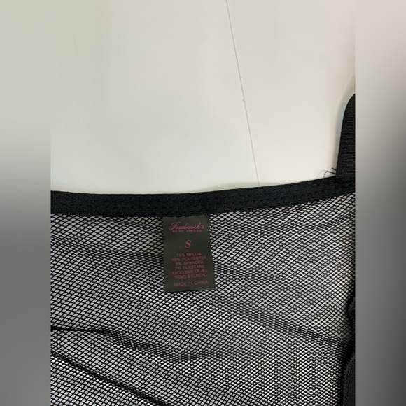 Fredericks Faux Leather Zip Up Corset Mesh Cups Garter Straps Size Small - Picture 8 of 8